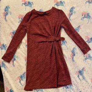 Art Class Girls Size 6 Or 6x Maroon Colored Long Sleeve Dress Side Bow Fall Cute